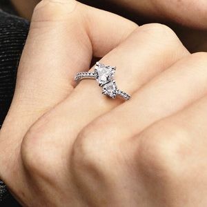 LIKE NEW💕PANDORA RING…Double Heart Sparkling Ring